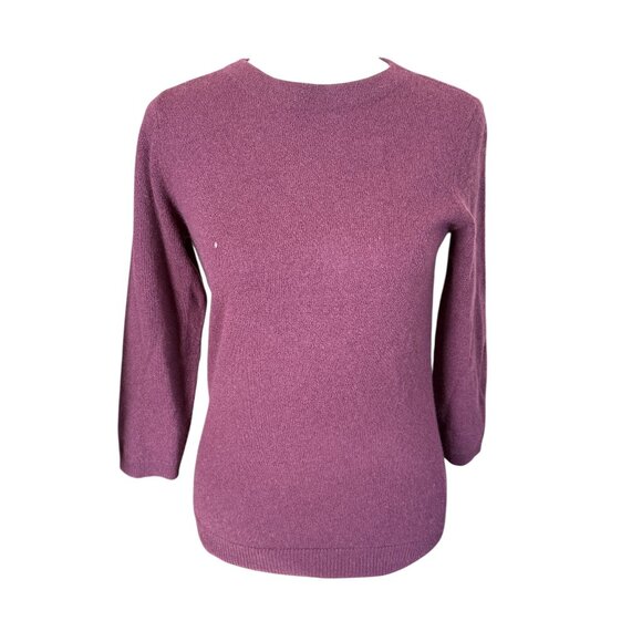 Talbots cashmere burgundy 3/4 sleeve pullover sweater women's size XS - Picture 1 of 10
